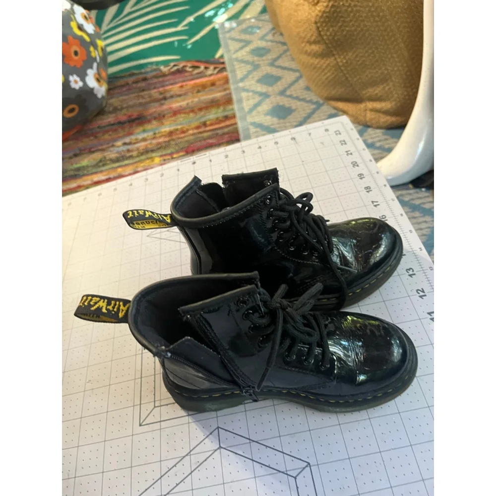 Kids Dr Martin patent leather black boots